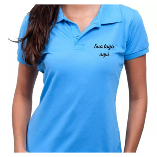 Camisa Polo Feminina com Logo Estampado no Peito Uniforme Profissional