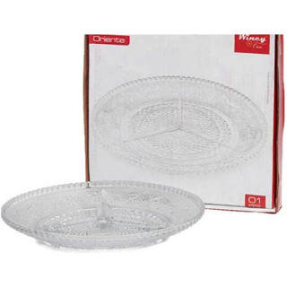 Petisqueira De Vidro Redonda Com 3 Divisorias 25 cm