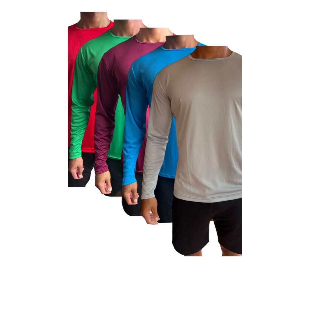 Camisa Manga longa masculina poliester academia corrida exercicio em Oferta na Shopee