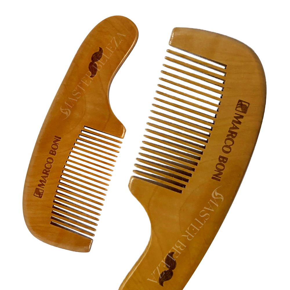 Pente De Madeira Para Barba E Bigode Marco Boni Antiestático Ref 1405