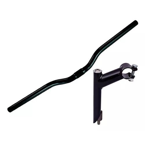 Kit Guidão Curvo + Suporte Mesa 21.1mm Aço Standard para Bike Mtb bicicleta
