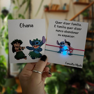 Kit 2 Pulseiras Lilo Stitch Brilha No Escuro Casal Amizade Metadinha Melhores Amigos Família Amor Presente