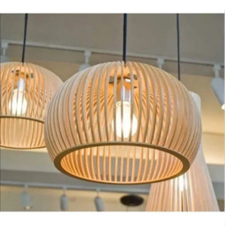 Lustre Luminária Teto Grande Pendente Bola de Madeira Decoração Sala de Jantar Cozinha Qua...
