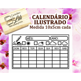 Carimbo Calendário ilustrado em Oferta na Shopee