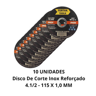 Disco De Corte Inox Reforçado 4.1/2 - 115 X 1,0 Mm 10 Unidades - Fertak em Oferta na Shopee