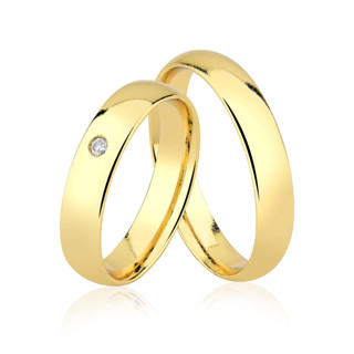 Aliança de Casamento ou Compromisso Banhada de de Ouro 18k 4 mm - Unidade