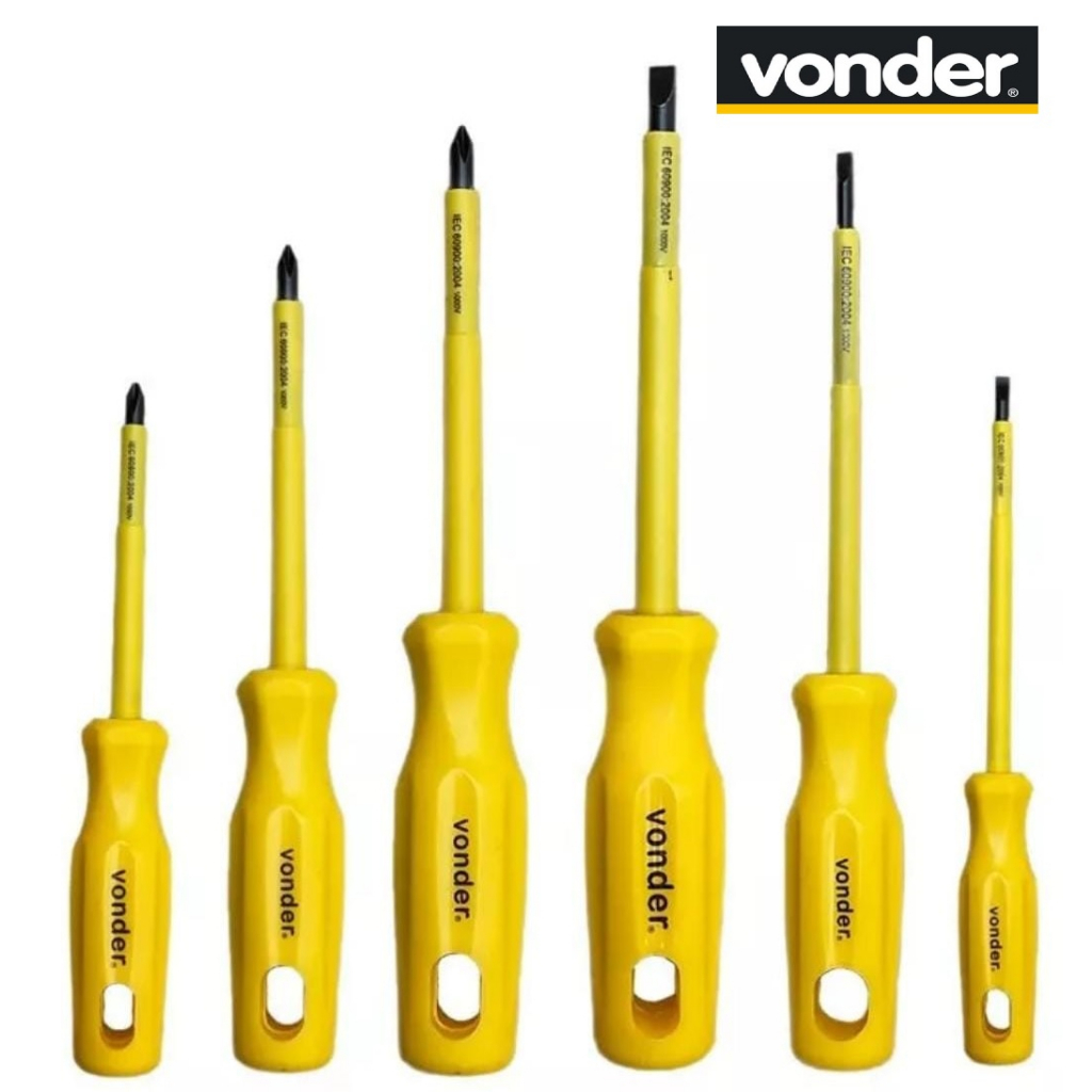Conjunto Chaves Fenda Phillips Isolada Ponta Magnetizada Vonder 6PÇ em Oferta na Shopee