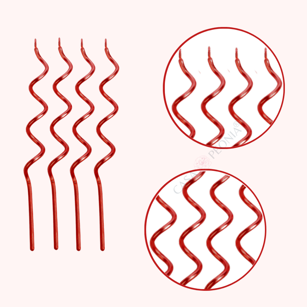 Vela Aniversário Espiral Vermelha Fina 4 unidades - Silver Festas em Oferta na Shopee