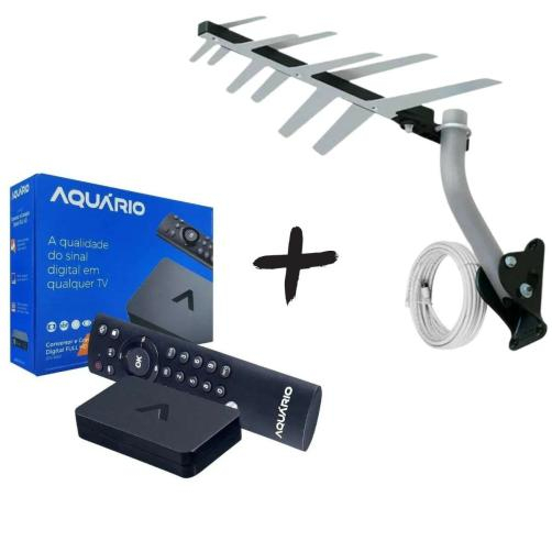 Kit Conversor E Gravador Digital Dtv-9000 Aquário + Antena Externa Digital HDTV 4K
