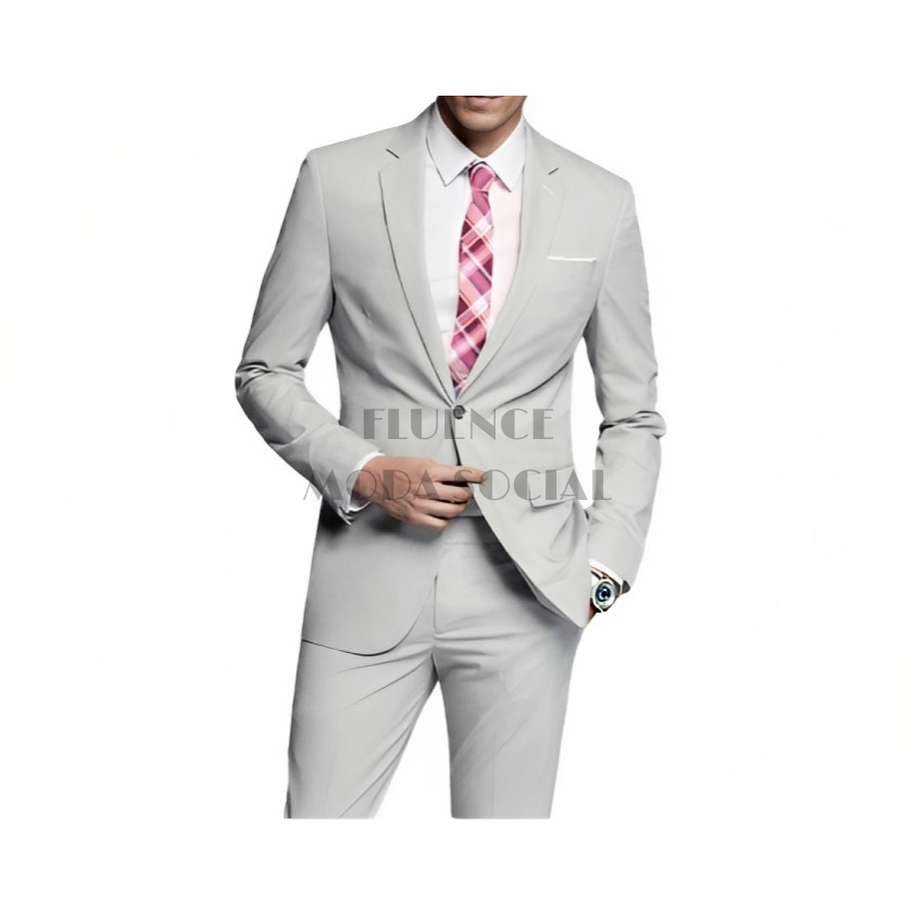 Terno social masculino Slim Microfibra - Cinza claro e Cores