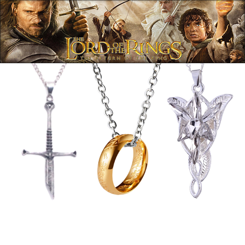 Colares Senhor dos anéis anel espada Narsil Andúril Arwen sauron Aragorn