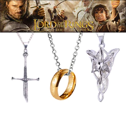 Colares Senhor dos anéis anel espada Narsil Andúril Arwen sauron Aragorn