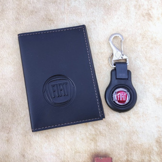 Kit FIAT porta documentos em couro + chaveiro em Oferta na Shopee