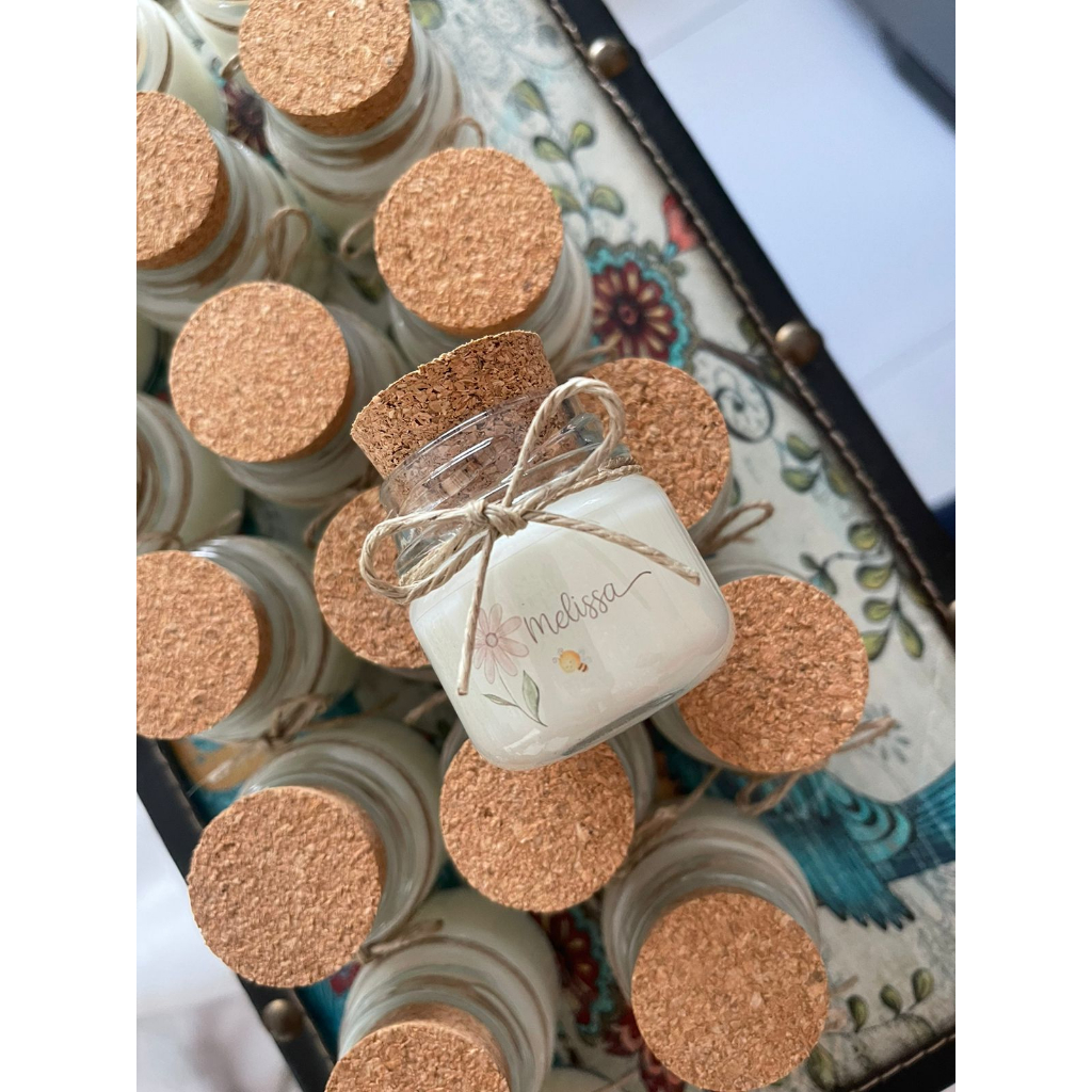 Vela aniversário lembrancinha aromática personalizada margarida floral vela 30gr 6 unidades