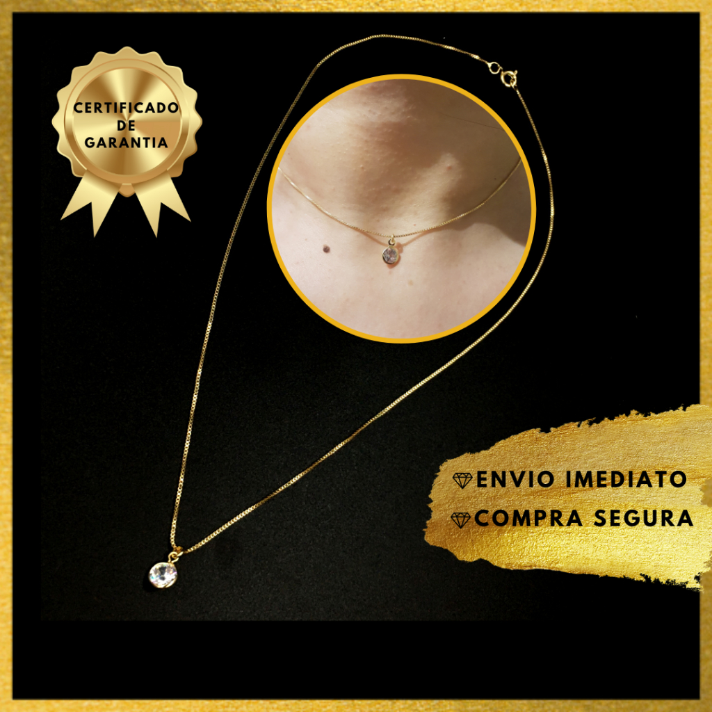 Gargantilha,correntinha,choker Ponto de Luz feminina Shine Glam Semijoia Banhado a ouro 18K Dourado