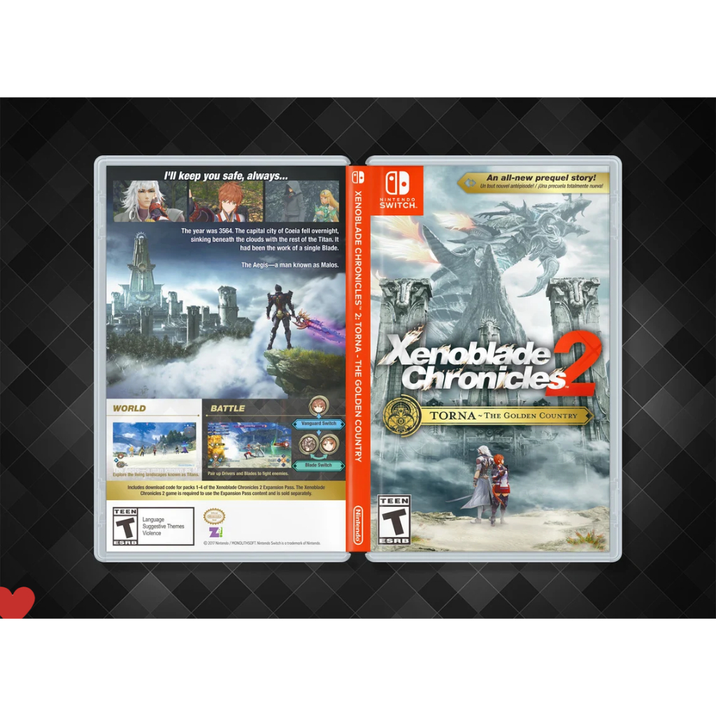 Xenoblade Chronicles 2: Torna - The Golden Country - Encarte Impresso - Nintendo Switch - Reposição de Capa Frente e Verso - Substituição de Capinha e Case / Caixa