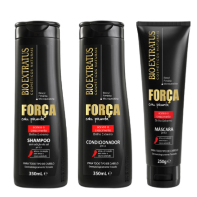Kit força com Pimenta Bio Extratus 3 produtos Shampoo 350ml , Condicionador 350ml, Máscara 250gr - Combo de Crescimento para seus cabelos