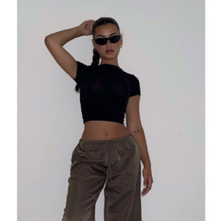 Blusa Baby TEE y2k Feminina Algodão Canelado moda Streetwear