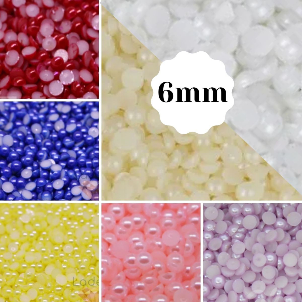 Meia Perola 6mm para Colagem e Artesanato - 20 gramas ( aprox. 300 unidades)