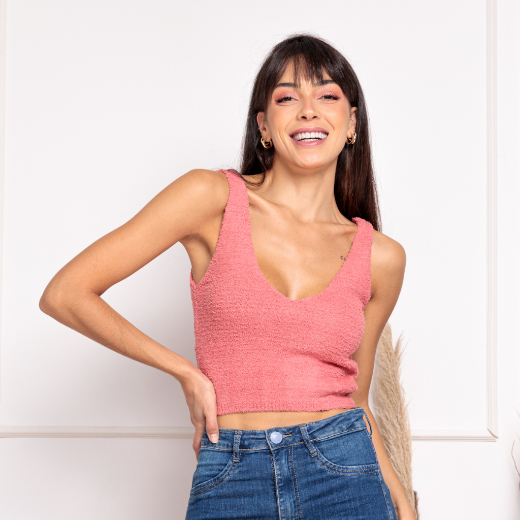 Blusa feminino regata cropped Ursinho de pelúcia  inverno novojx-118 em Oferta na Shopee