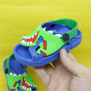 Sandália Papete Infantil Masculino Menino Dinossauro Azul Confortável e Macio Chinelo Antiderrapante Leve Creche Escolar