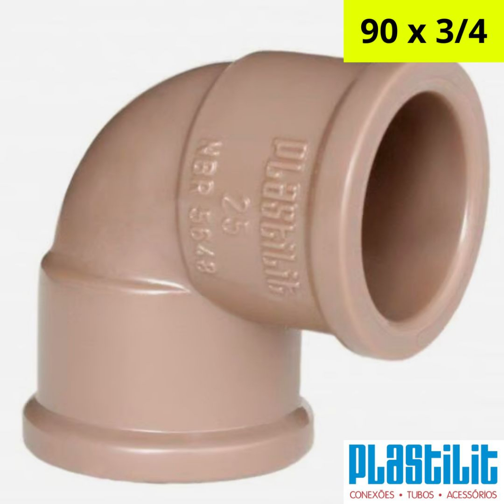 Kit Joelho Cotovelo Pvc Marrom 90 graus Soldável Tubo Cano Água Construção 25mm 3/4 Plastilit em Oferta na Shopee
