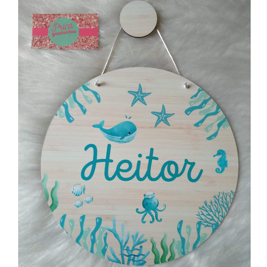PLACA MATERNIDADE OU ENFEITE PRA PORTA FUNDO DO MAR PEIXINHO ESTRELA