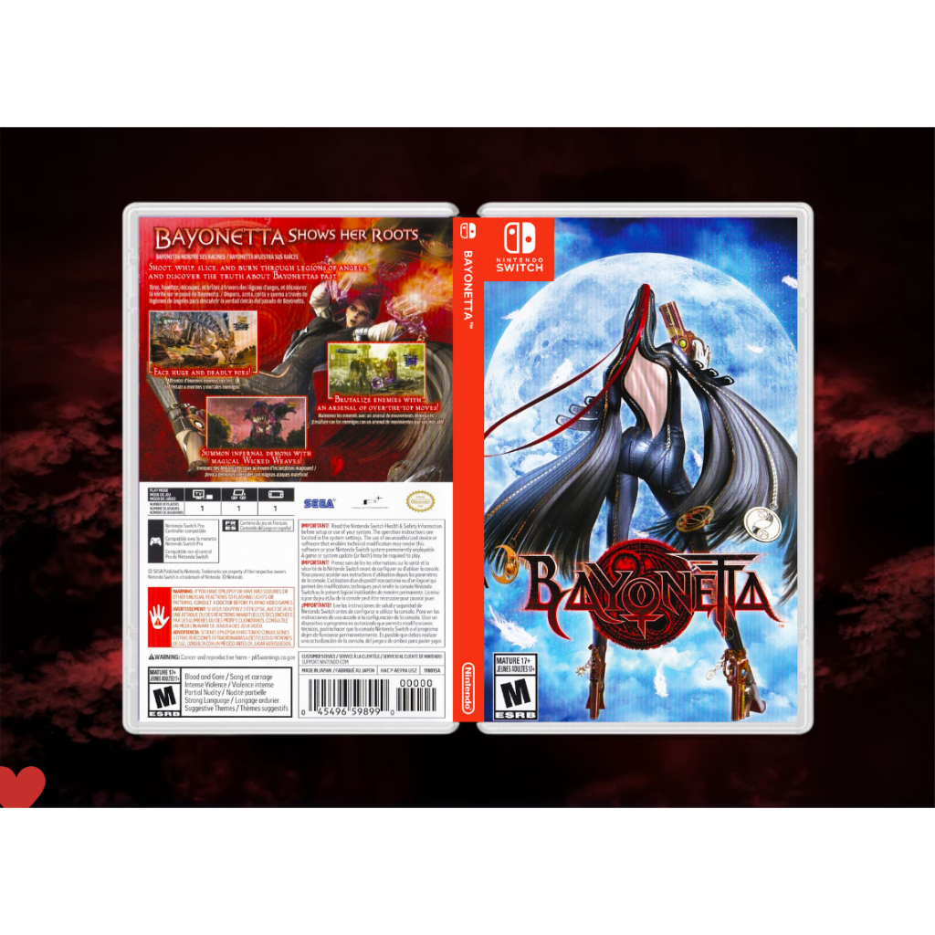 Bayonetta 1 - Encarte Impresso - Nintendo Switch - Reposição de Capa Frente e Verso - Substituição de Capinha e Case / Caixa