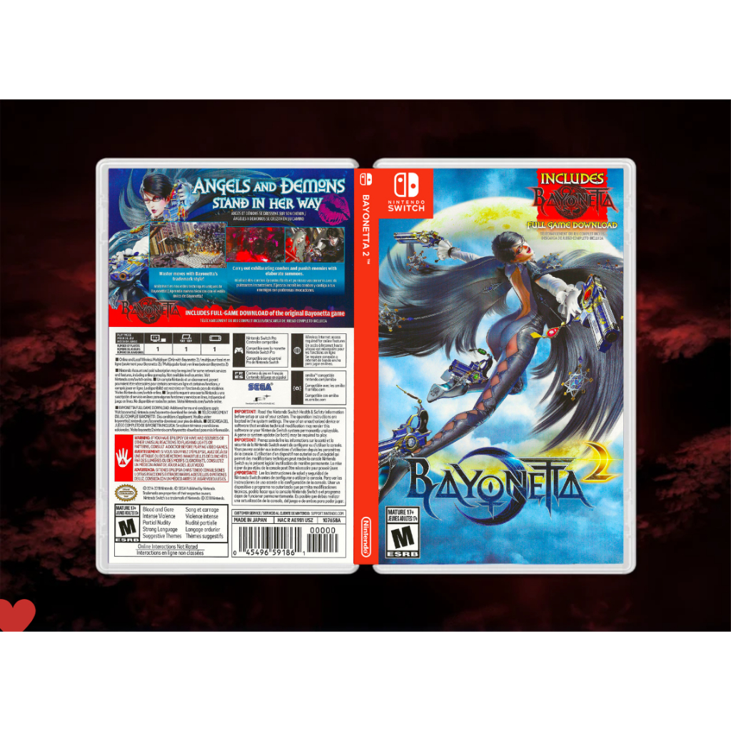 Bayonetta 2 - Encarte Impresso - Nintendo Switch - Reposição de Capa Frente e Verso - Substituição de Capinha e Case / Caixa