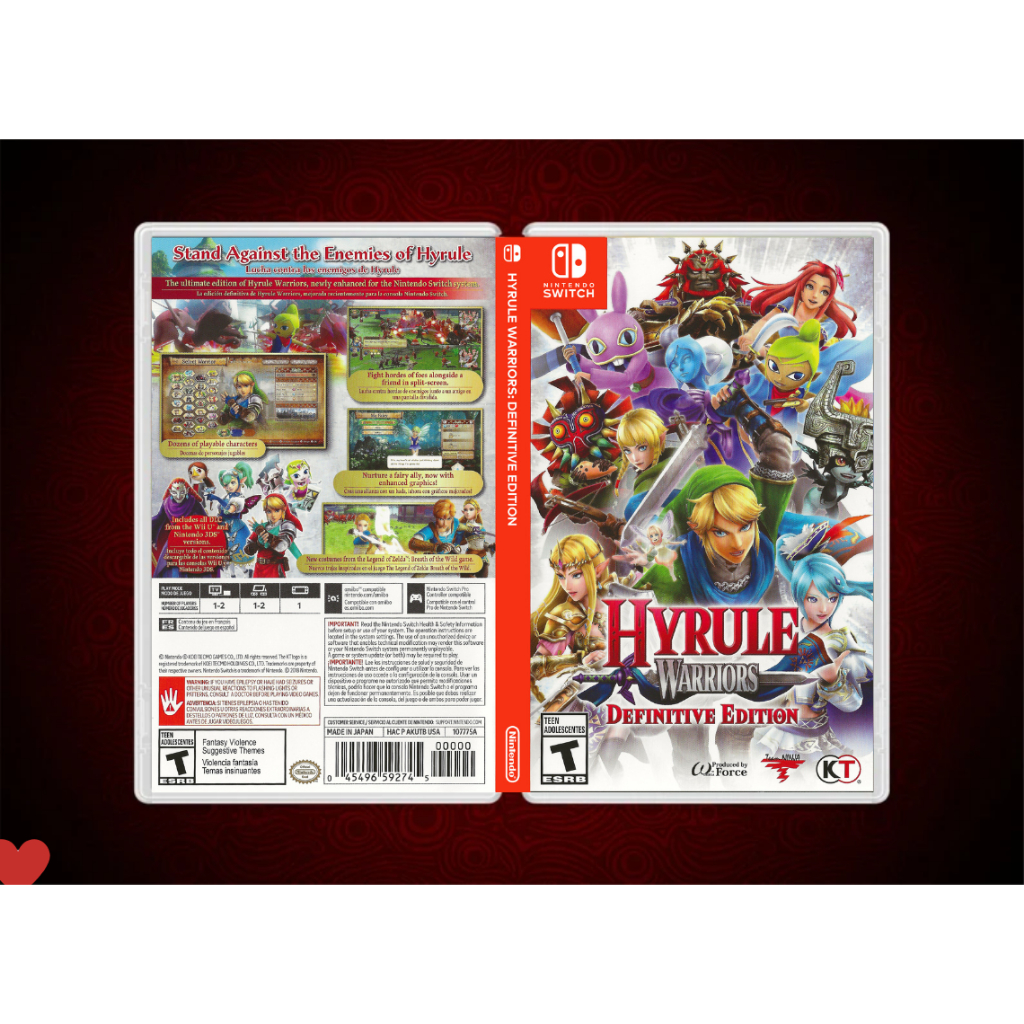 Hyrule Warriors Definitive Edition - Encarte Impresso - Nintendo Switch - Reposição de Capa Frente e Verso - Substituição de Capinha e Case / Caixa