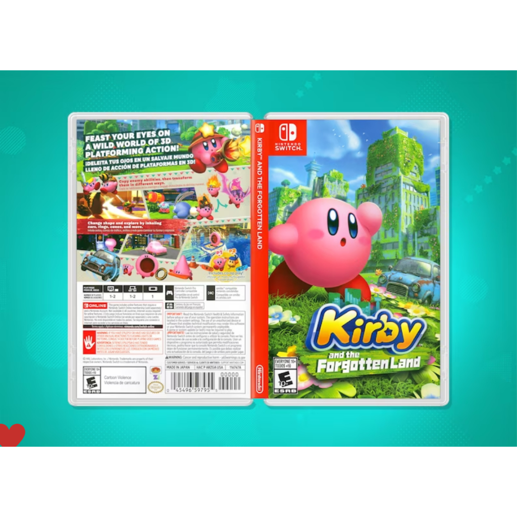 Kirby and the Forgotten Land - Encarte Impresso - Nintendo Switch - Reposição de Capa Frente e Verso - Substituição de Capinha e Case / Caixa