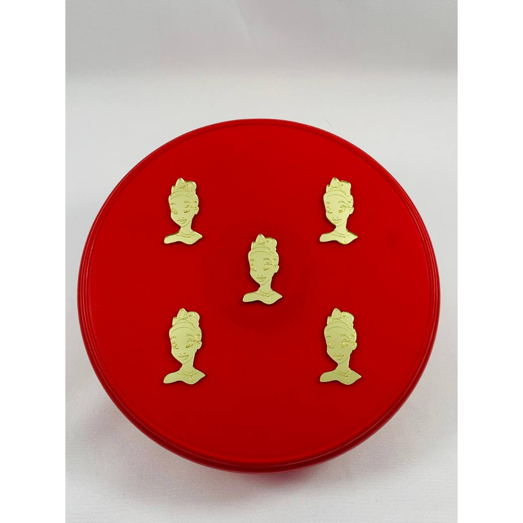Aplique Princesa Tiana Rosto Acrílico Espelhado Dourado  - 4cm - Kit com 10und - Princesa e o Sapo