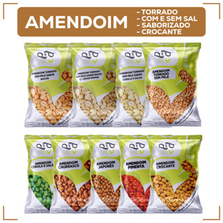 Amendoim Torrado/Crocante Vários Sabores (Japonês/Lemon Pepper/Bacon/Cebola e Salsa/Tradicional/Sem Pele)