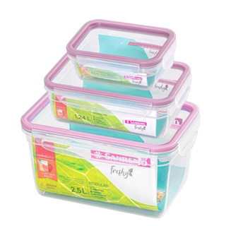 Kit 3 Potes Plástico Hermético Freshy Modular  Rosa e Verde ref 77 em Oferta na Shopee
