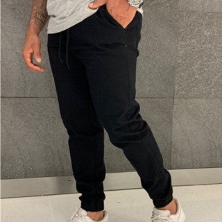 Calça Jogger Camuflada Masculina MenStreet Skinny Elastano Slim Preta Fitness