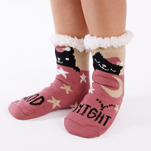 Kit 2 Pares Meia Infantil Pantufa Térmica Forrada de Lã Para Inverno Com Antiderrapante Conforto