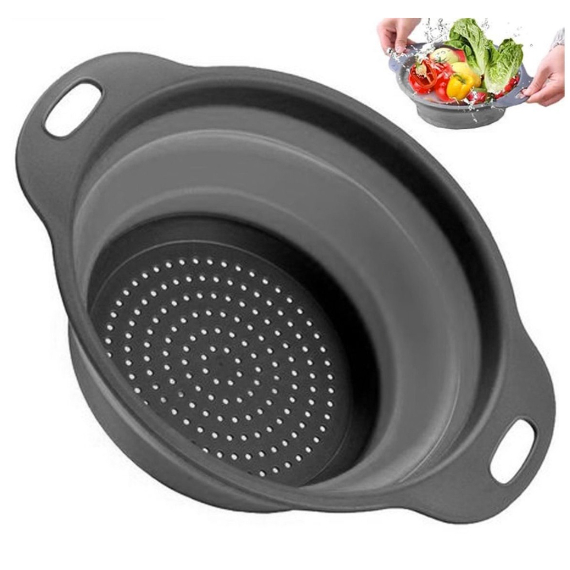 Redondo Escorredor de Macarrão Arroz Salada Frutas Alimentos Retrátil Silicone