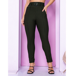Calça Skinny Cintura Alta Com Lycra Feminina Elastano Cinto Fake Empina Levanta Bumbum Com Bolso Modeladora Fashion em Oferta na Shopee