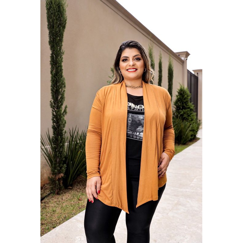 Cardigan Feminino Plus Size Kimono Meia Estação G1 ao G3