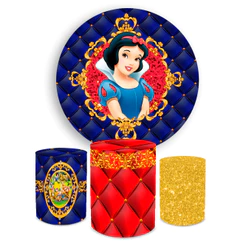 Kit Capa Painel 1,5 x 1,5 Trio Cilindro Aniversário Veste Fácil Princesas Infantil Decoração