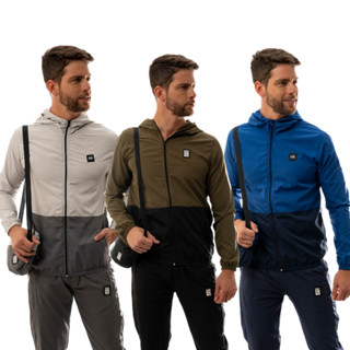 Jaqueta Adulto Masculina Corta Vento Sem Forro Com Bolso e Capuz Resistente a Agua Com Shoulder Bag