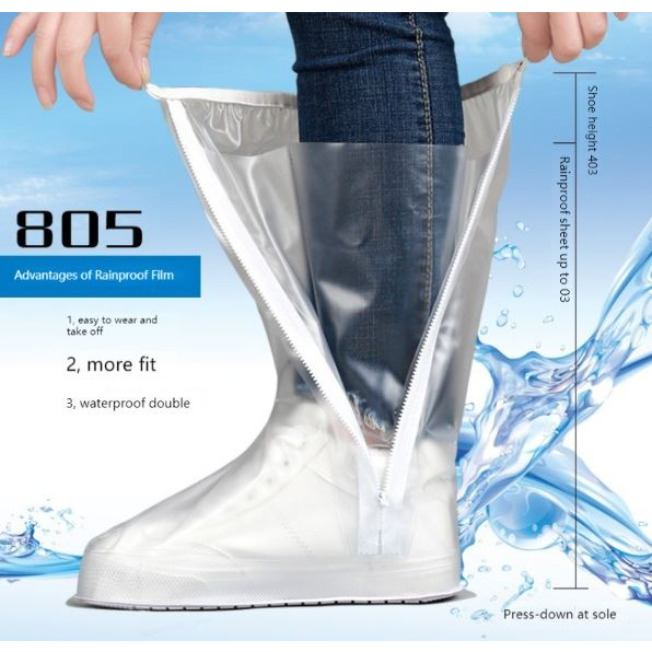 Capa protetora a prova d'água e chuva para sapato pernas cano longo com sola engrossada ref: H805