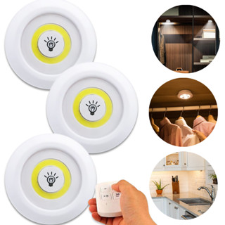 Kit 3 Lâmpada Para Cozinha Armario Luminária LED Spot Sem Fio Controle Remoto Ultra Led Co...