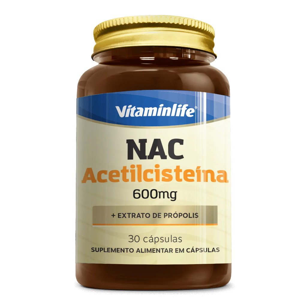 NAC Acetilcisteina (+ Extrato de Própolis) - 30 cápsulas - Vitaminlife em Oferta na Shopee