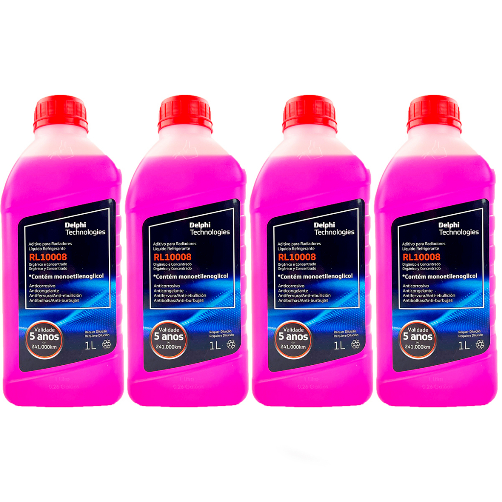Kit 4 L Aditivo Radiador Super Concentrado Rosa Delphi em Oferta na Shopee