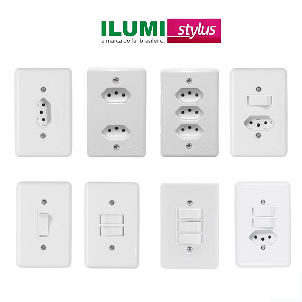 Tomada Interruptor 10a 20a 4x2 Parede Tecla Paralelo Three Way Ilumi Stylus