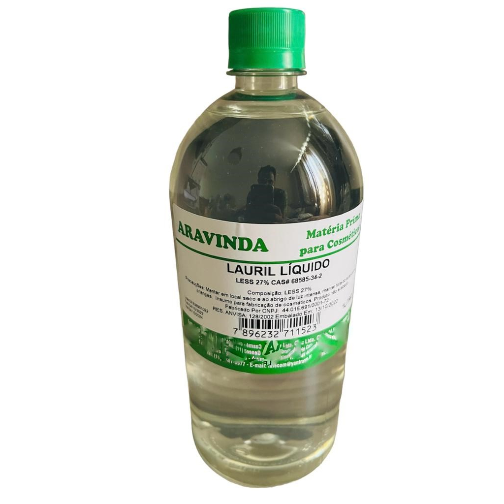 Lauril Liquido 27% 1 Litro - Matéria Prima Para Cosmético E Higiene Desengordurante Espuma em Oferta na Shopee
