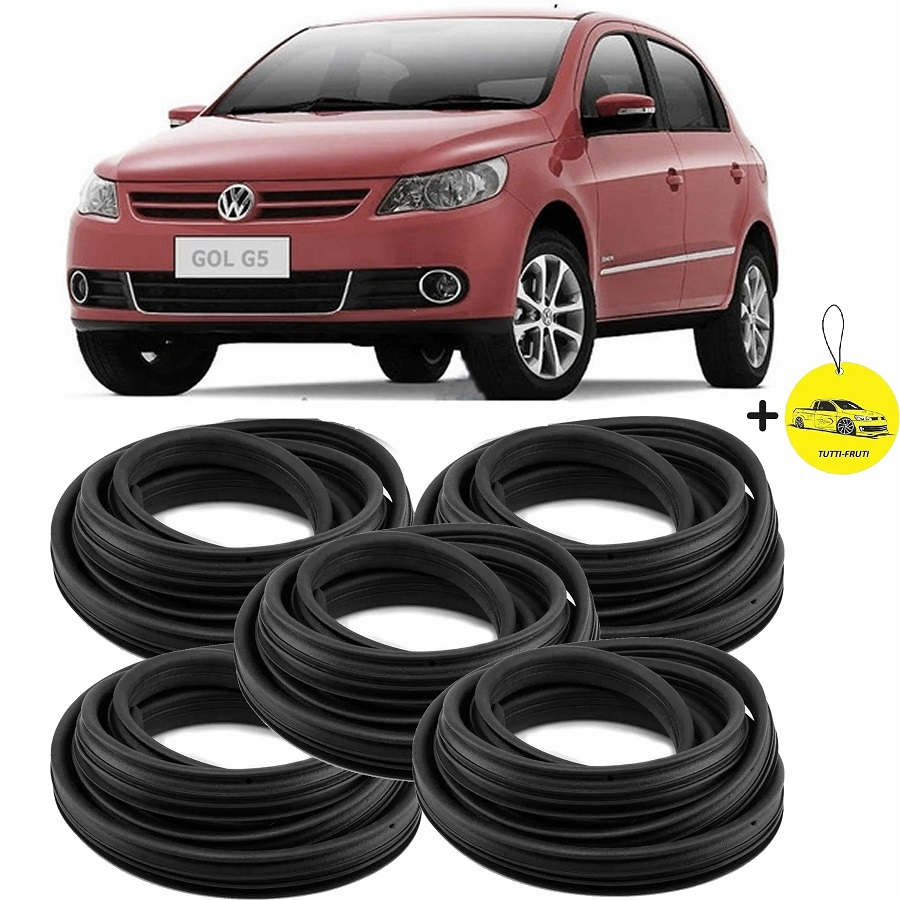 Kit 4 Borrachas de Porta + Borracha do Porta Malas Vedação Novo Gol G5 G6  Voyage
