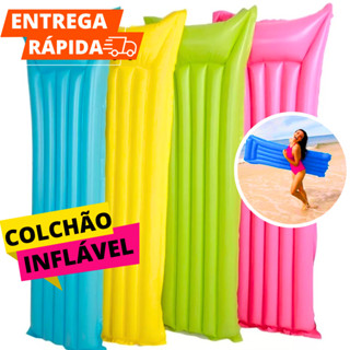 Colchão Bóia Bronzeador Inflável Flutuante Para Piscina Praia De PVC Com Encosto de Cabeça Colorido