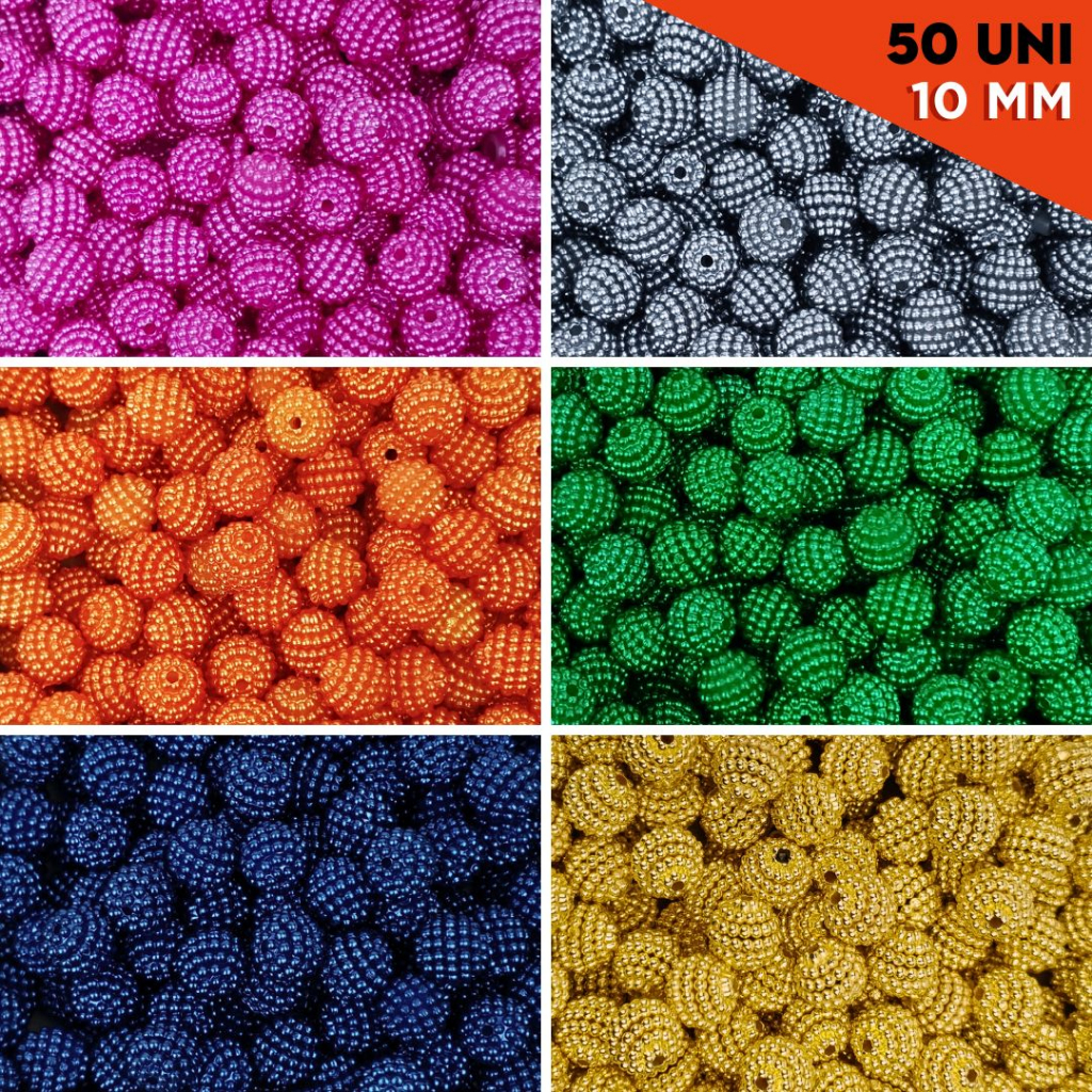 Pérola Craquelada Pacote Com 50 Unidades - 10Mm - Várias Cores - Nybc.